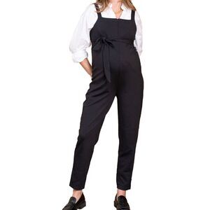 Seraphine Maternity & Nursing Overalls Size 14 Black Ponte Knit Zip Front